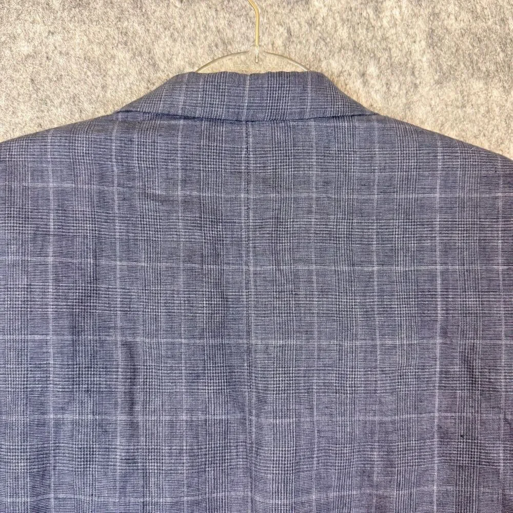 Tasso Elba Blazer Jacket Mens Blue Linen Sport Coat Summer Wedding Unstructured